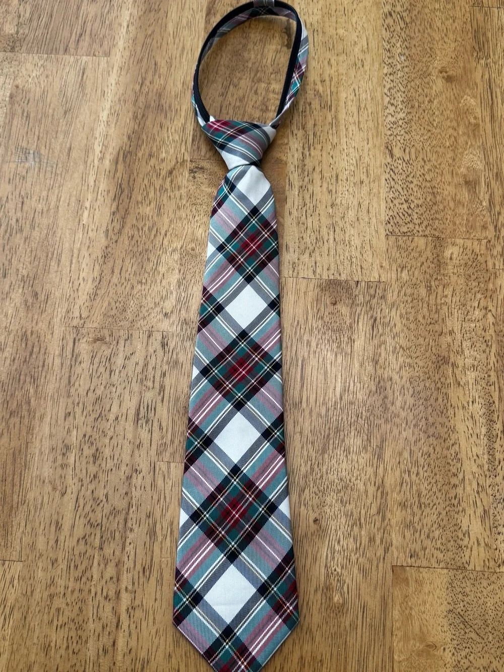 Nautica Plaid Boy's Tie in White, Red, Green and Black